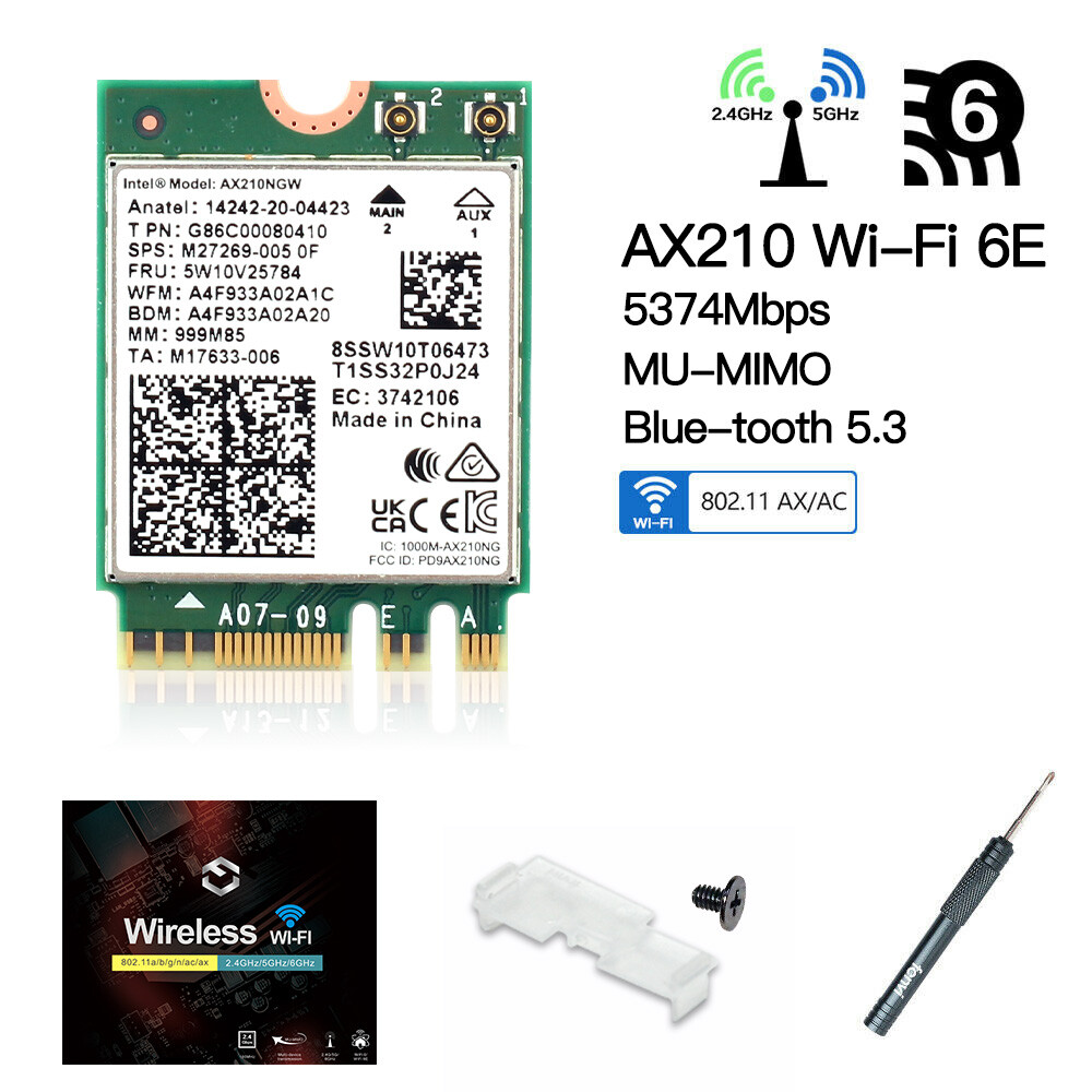 Intel WiFi 6E AX210 M.2 Wireless WiFi Card Tri-Band Bluetooth 5.3 Network Card