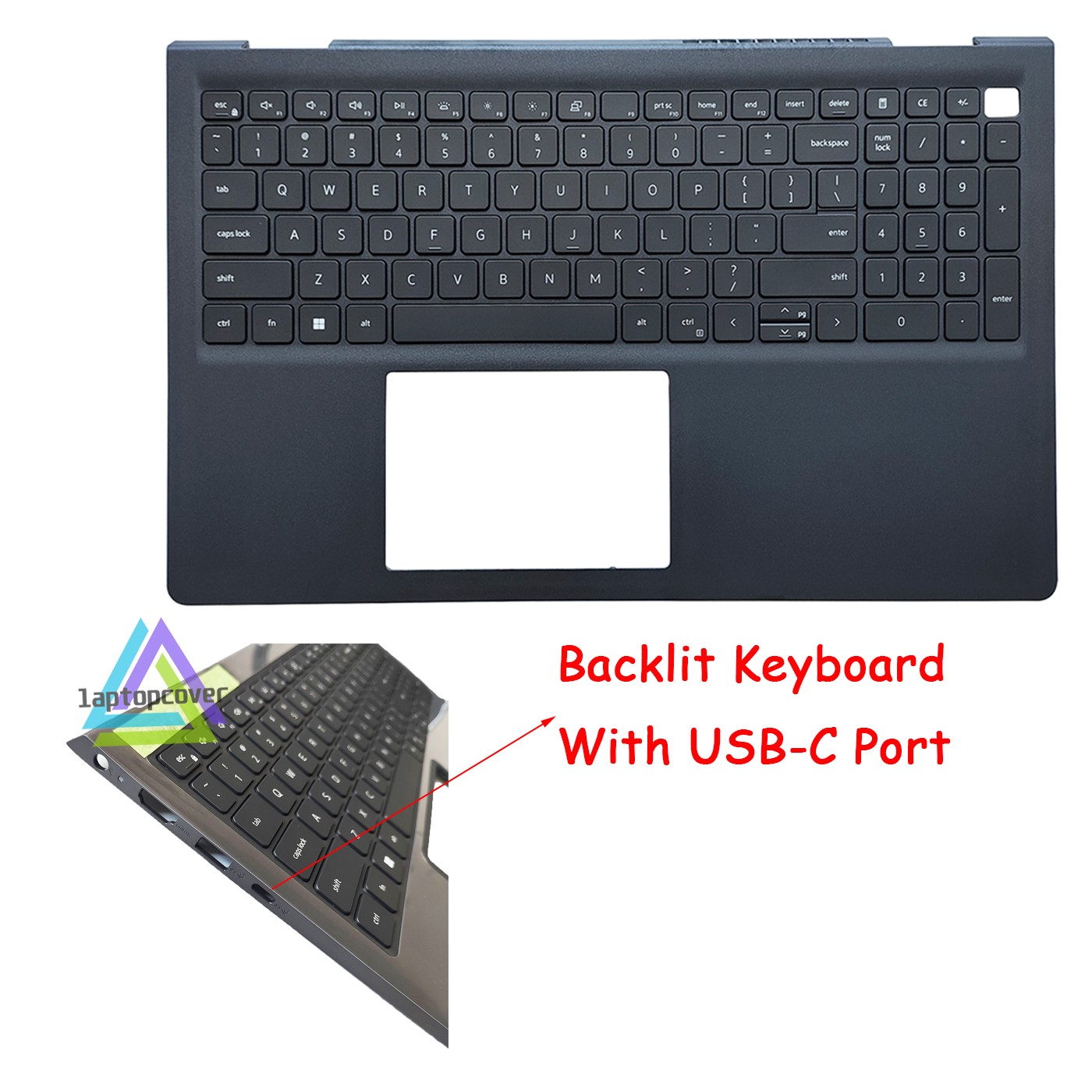 Backlit Keyboard Palmrest For Dell Inspiron 3511 3520 3530 W/O USB-C Type C Port