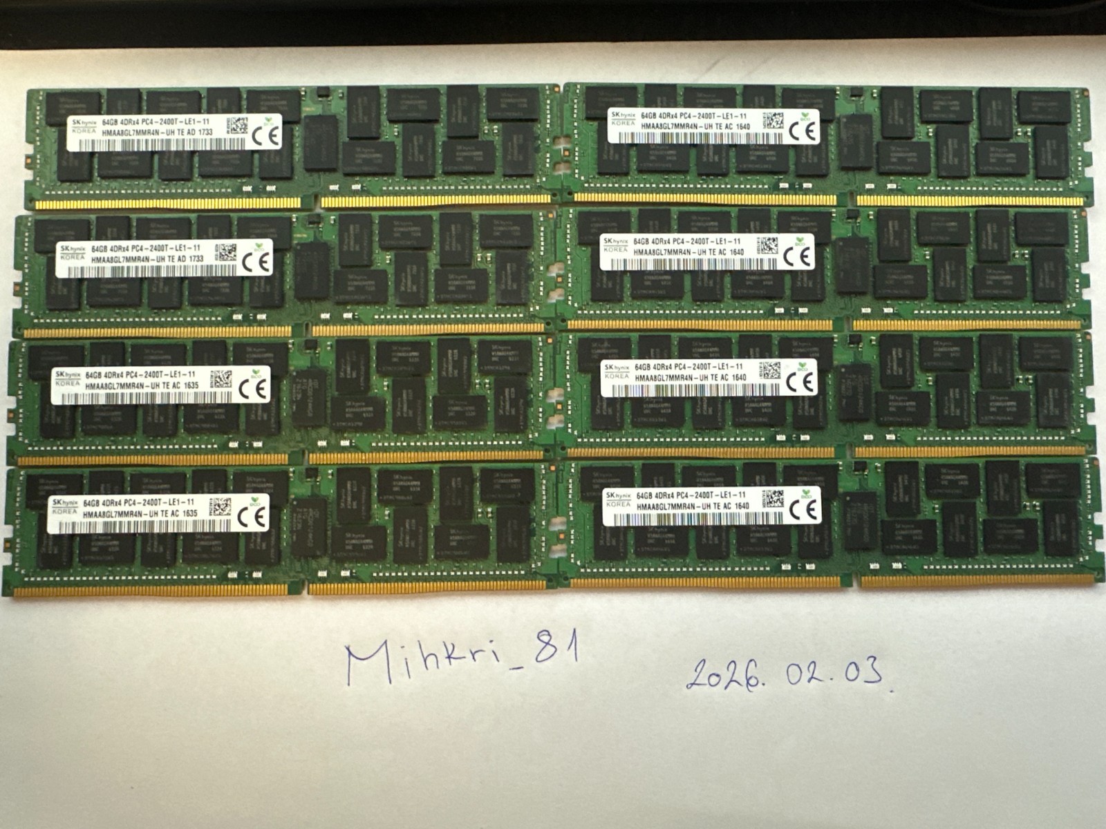 Hynix 64GB DDR4 2400 MHz PC4-19200 ECC LRDIMM Server Memory RAM HMAA8GL7MMR4N-UH