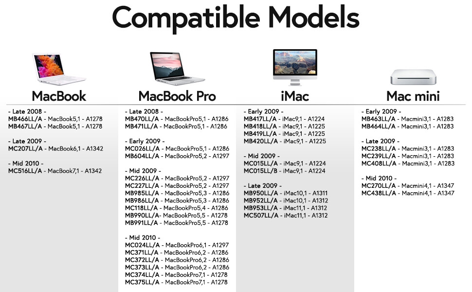4GB Module MacBook Late 2009 Mid 2010 A1342 MC207LL/A MC516LL/A Memory Ram