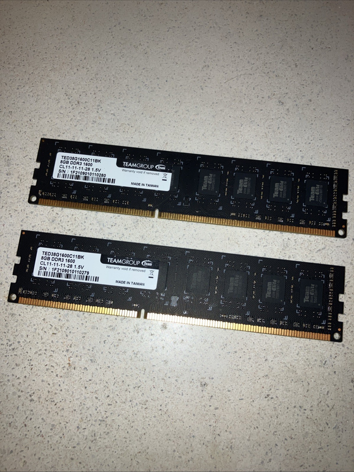 Team Group TED38G1600C11BK Desktop RAM Kit 16GB (2x8GB) DDR3 1600 CL11
