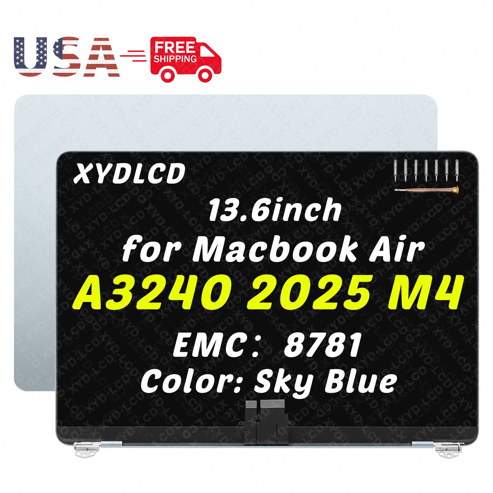 for MacBook Air M4 2025 A3240 EMC 8781 MC6J4LL/A MC6C4LL/A LCD Screen Assembly