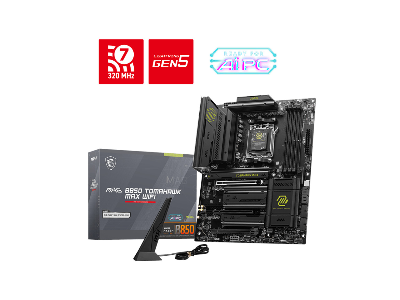 MSI MAG B850 TOMAHAWK MAX WIFI AM5 AMD B850 SATA 6Gb/s 5G Network Wi-Fi7 DDR5 Mo
