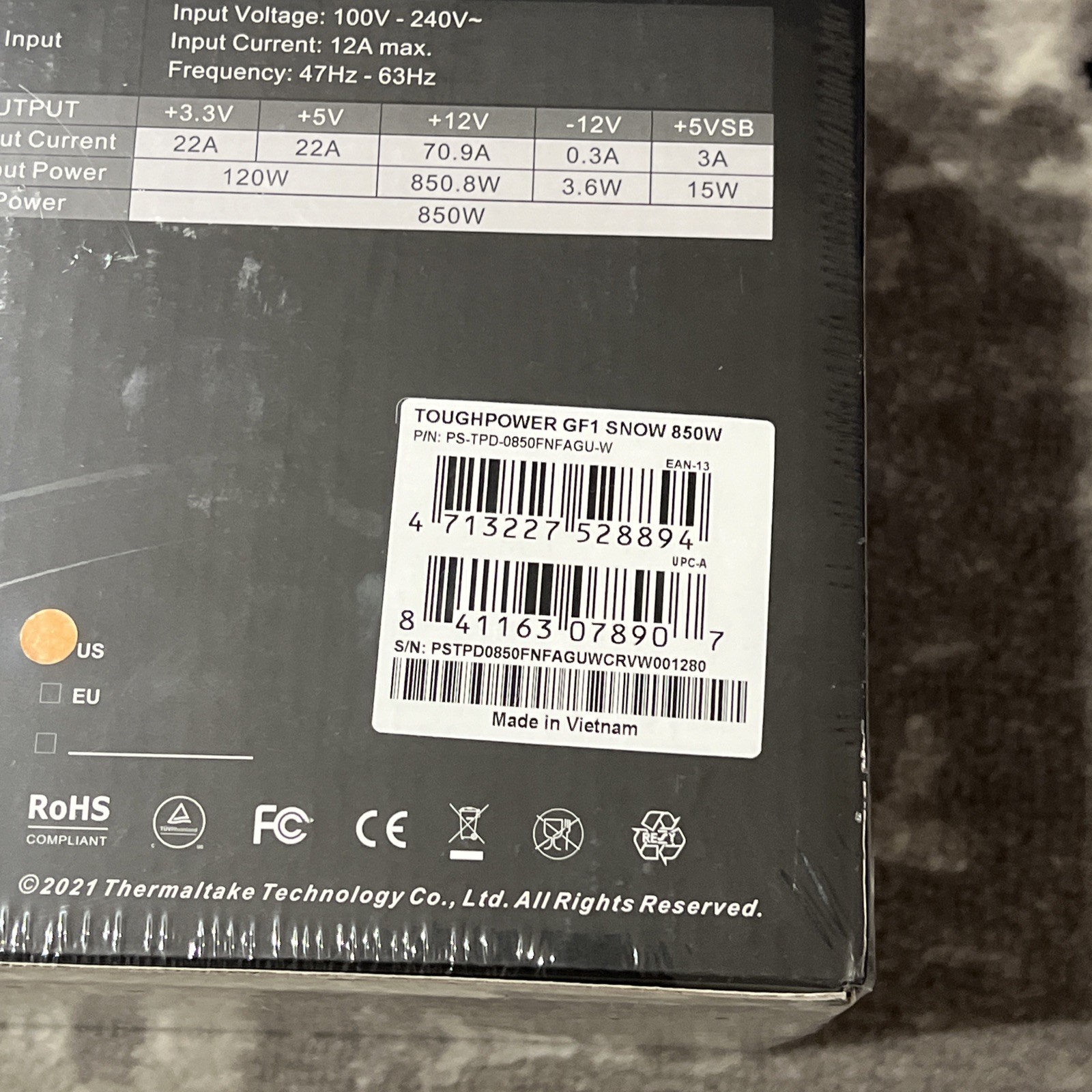 Thermaltake Toughpower GF1 Snow 850W Modular Ultra Quiet Power Supply SEALED