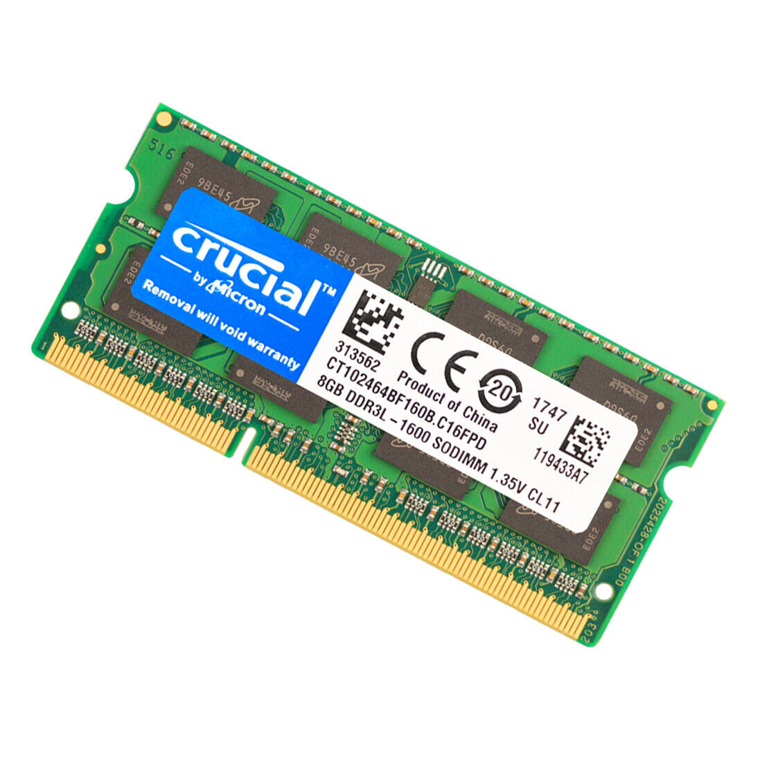 Crucial DDR3L 16GB 2x8GB 1600 MHZ PC3L-12800 Laptop RAM Sodimm Memory 1.35V