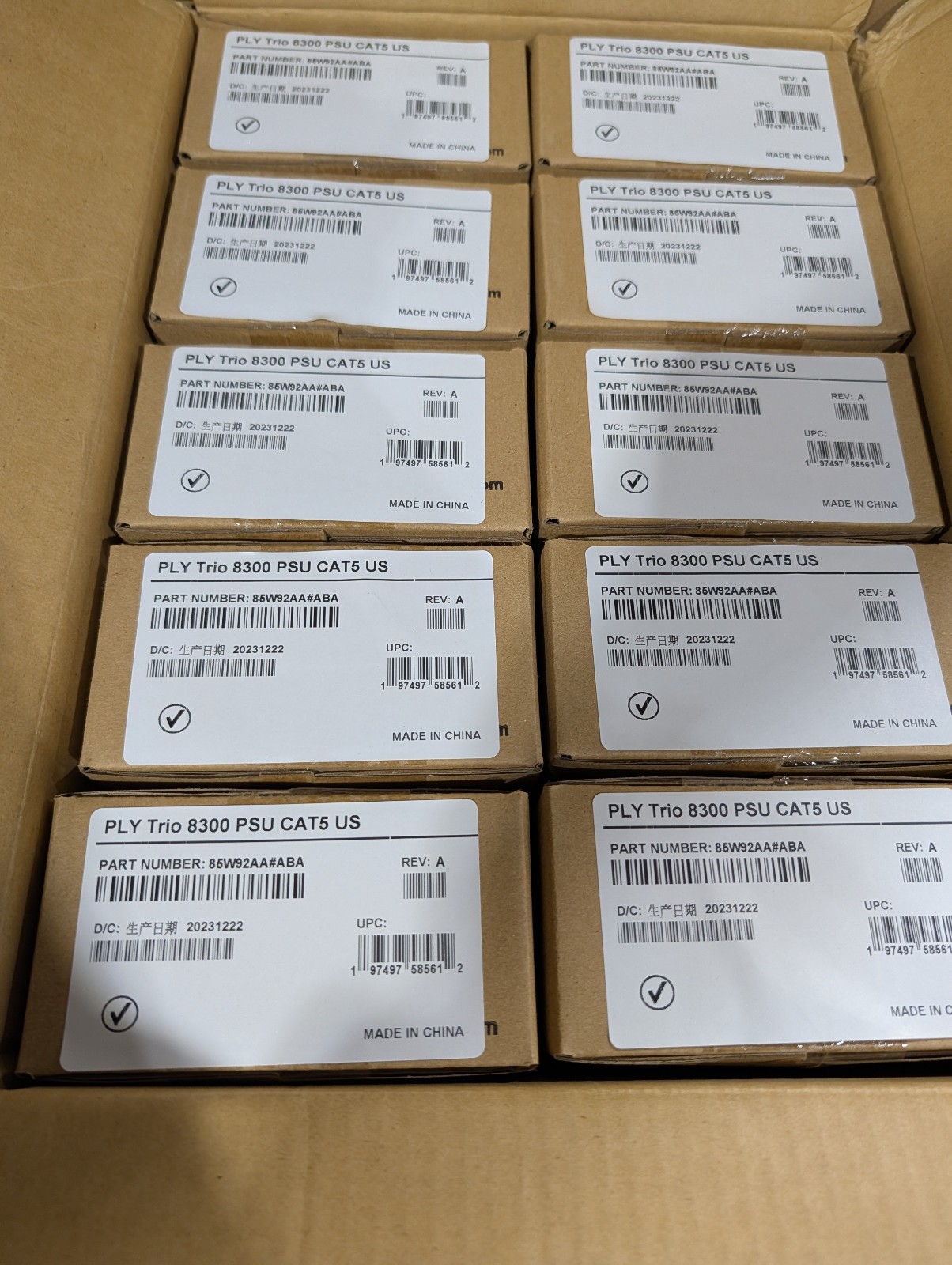 Lot of 10 New, Sealed HP Polycom 85W92AA#ABA PLY Trio 8300 PSU CAT5
