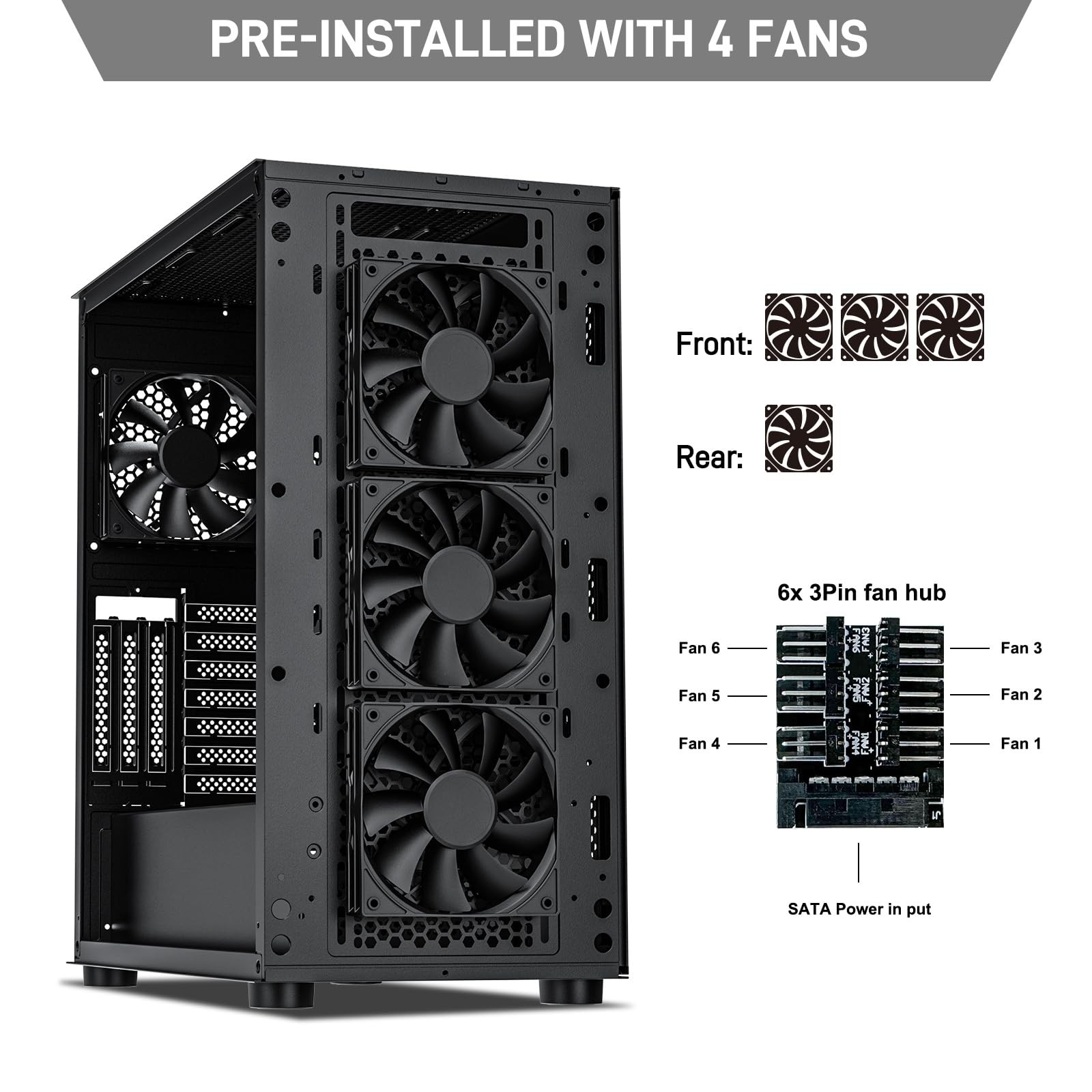 DARKROCK Classico Max Storage Master E-ATX Computer Case with 4x120mm Black