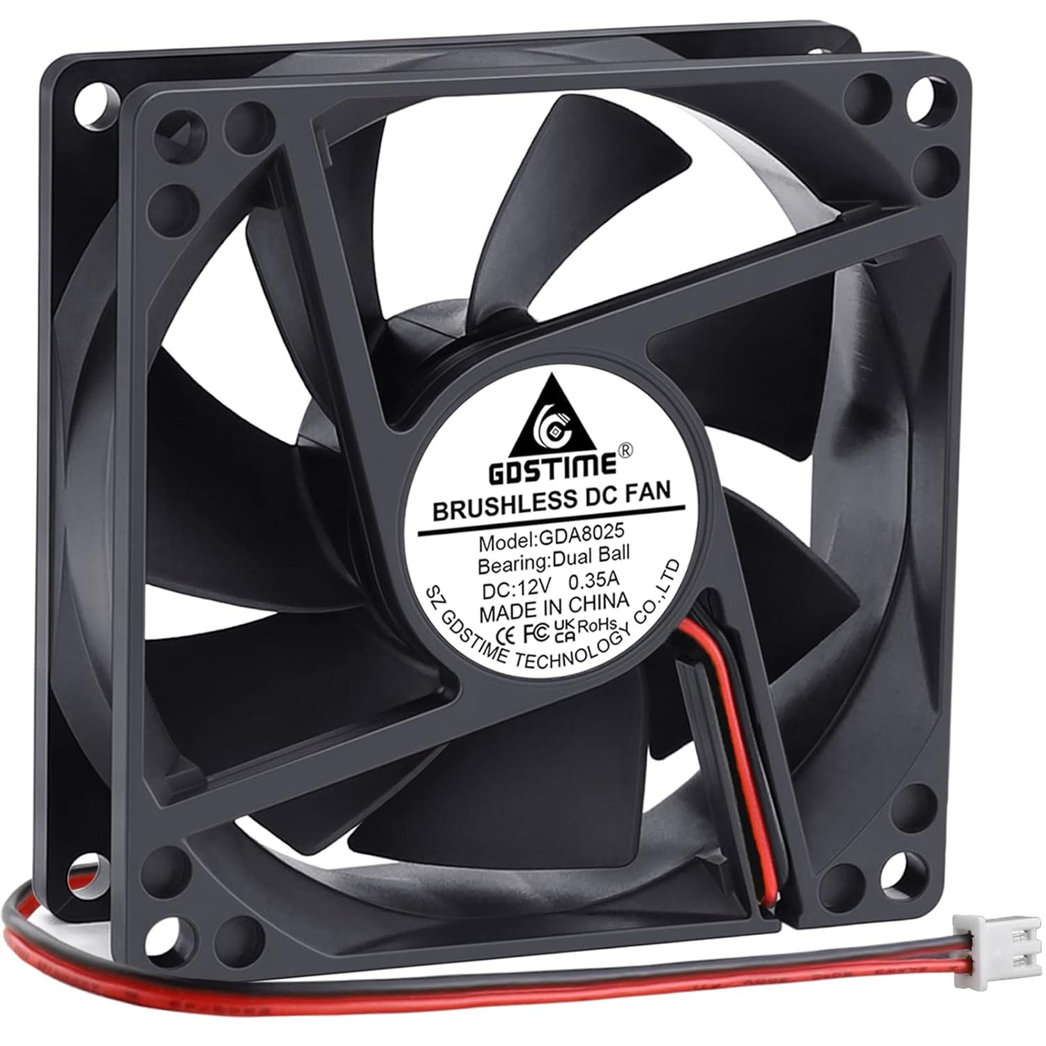 GDSTIME 4500RPM 8Cm 80Mm X 80Mm X 25Mm 12V Big Airflow High Speed Dual Ball Bear