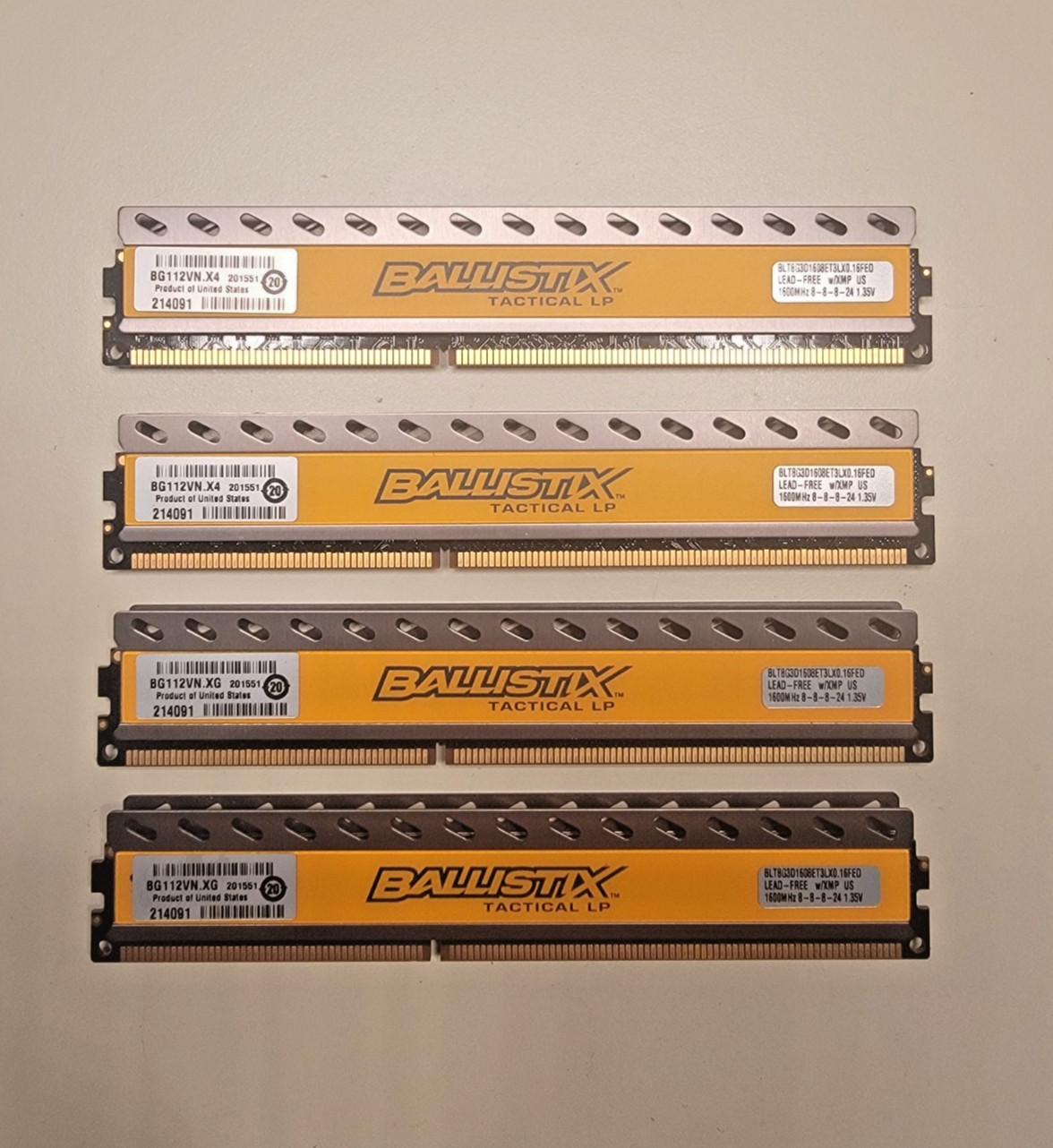 32GB – 4 x Ballistix Tactical 8GB DDR3L 1600 (PC3L 12800)