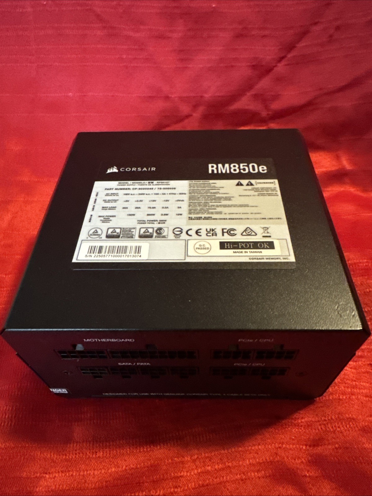 Corsair RM850x, Power Supply, Untested No Box Or Power Cord