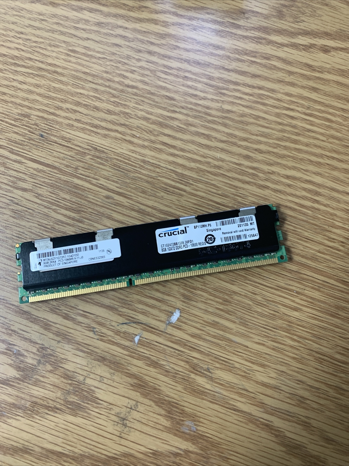 Lot Of 4 Crucial 8GB DDR3 1333mhz PC3-10600R-9-11-J0 240-Pin Desktop See Pics