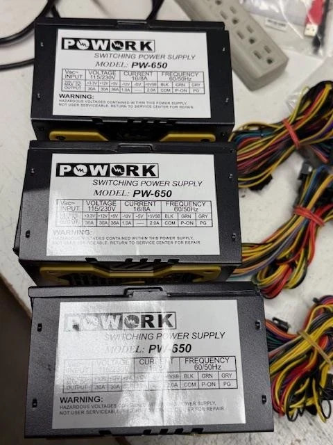 NEW–(Lot of 3) Powork YELLOW 650w-MAX ATX PS 12cm-Fan 20+4Pin SATA & 6-Pin