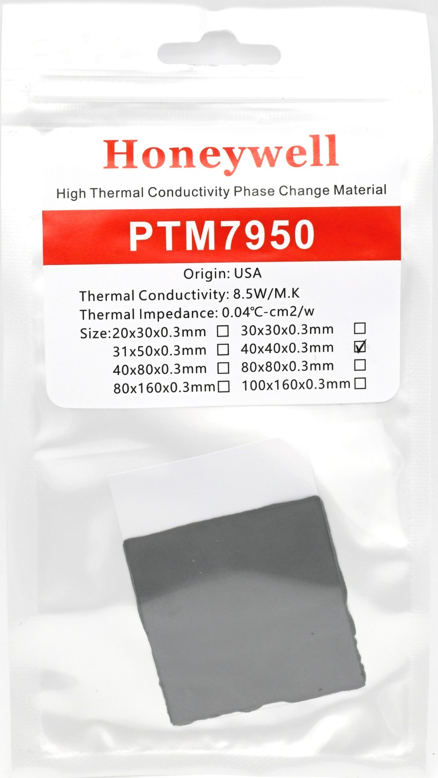 Honeywell PTM7950 40x40x0.4mm Phase Change Thermal Paste Laptop CPU Graphics