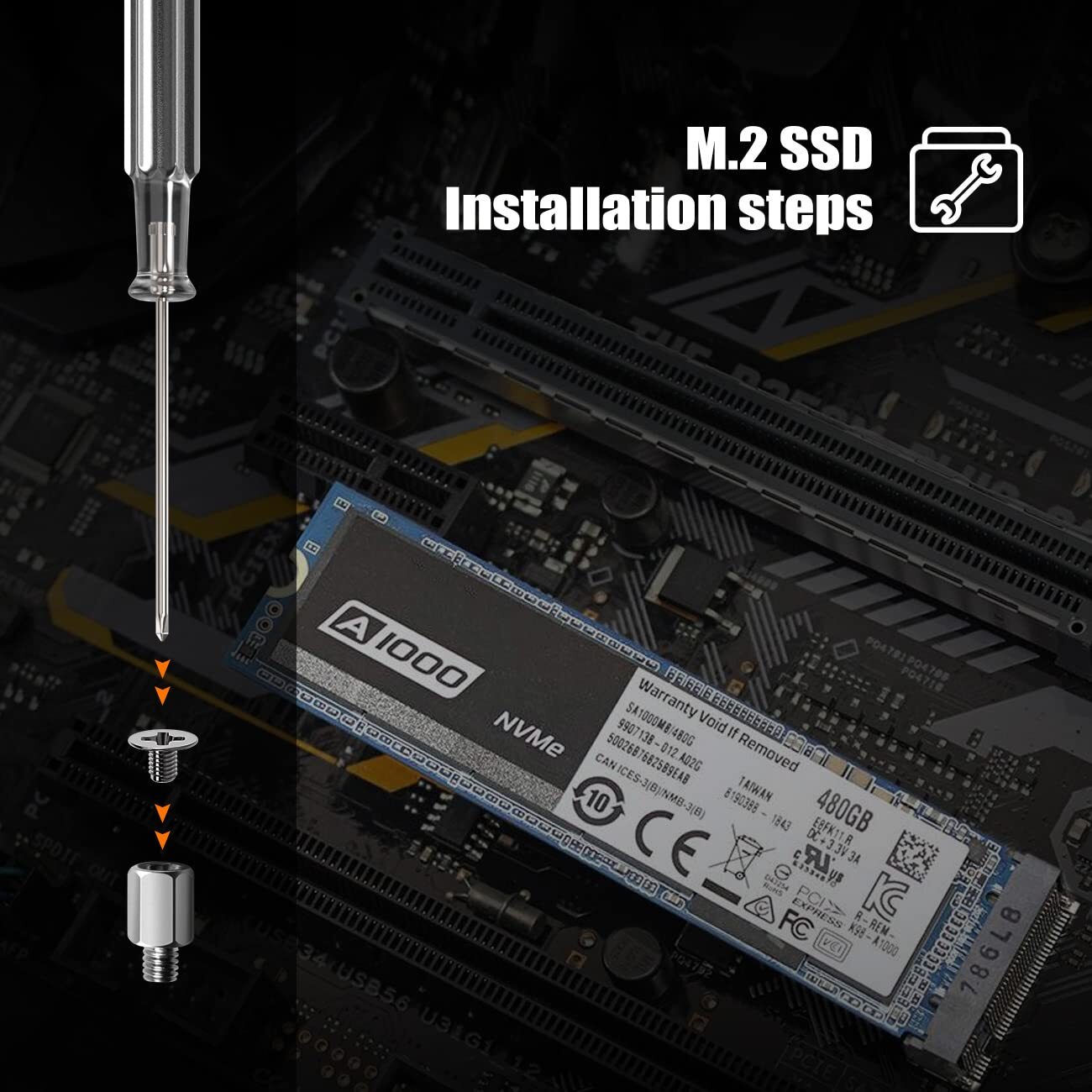 30PC M.2 Nvme SSD Screw Kit, M.2 Standoff and Mounting Screws for Asus ASRock &