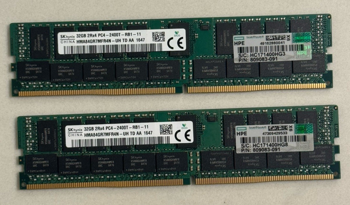 64GB Kit (2x32GB) SK Hynix DDR4-2400 ECC Registered Server Memory PC4-2400T