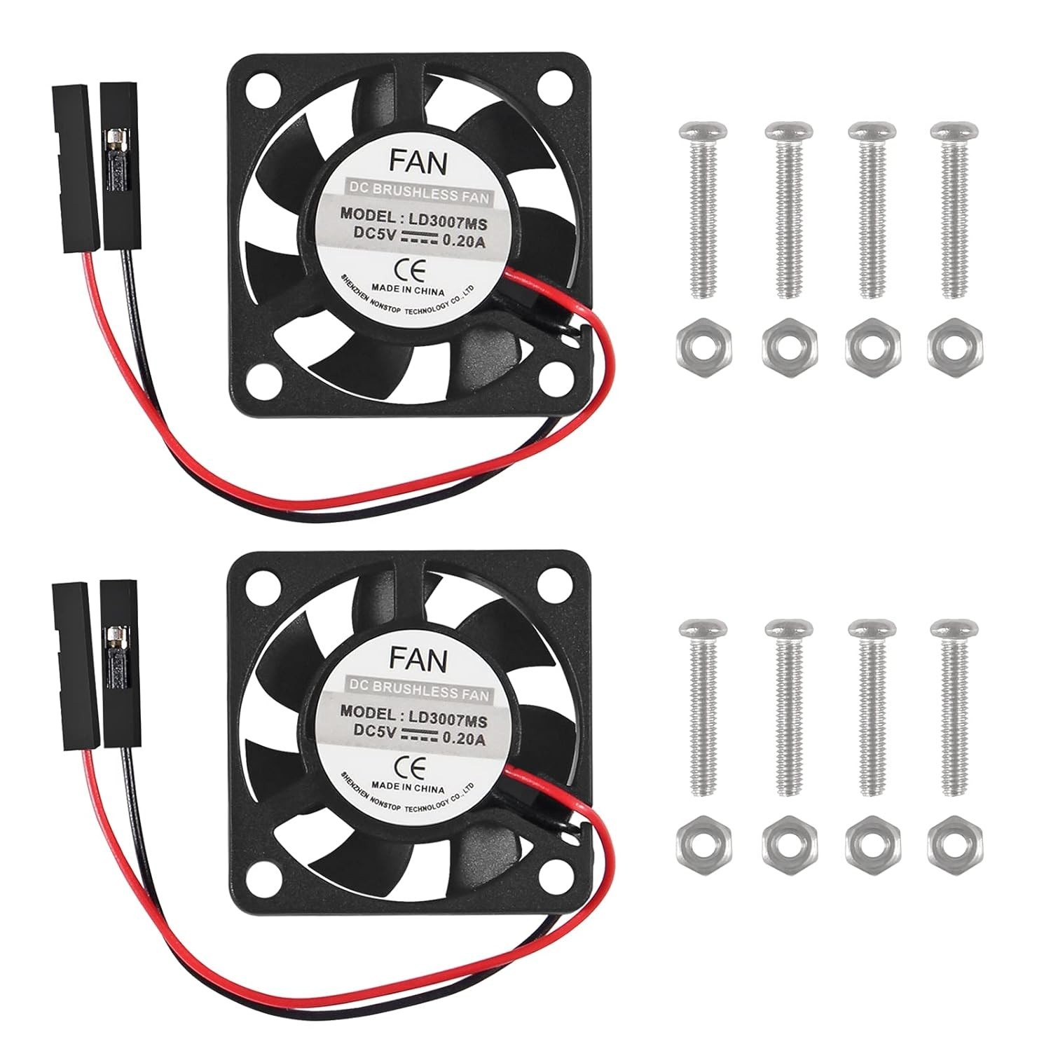 Raspberry Pi Fan 2 Pack 3.3V/5V Brushless Cooling Fan for Pi 4 3 2 Zero W wit…