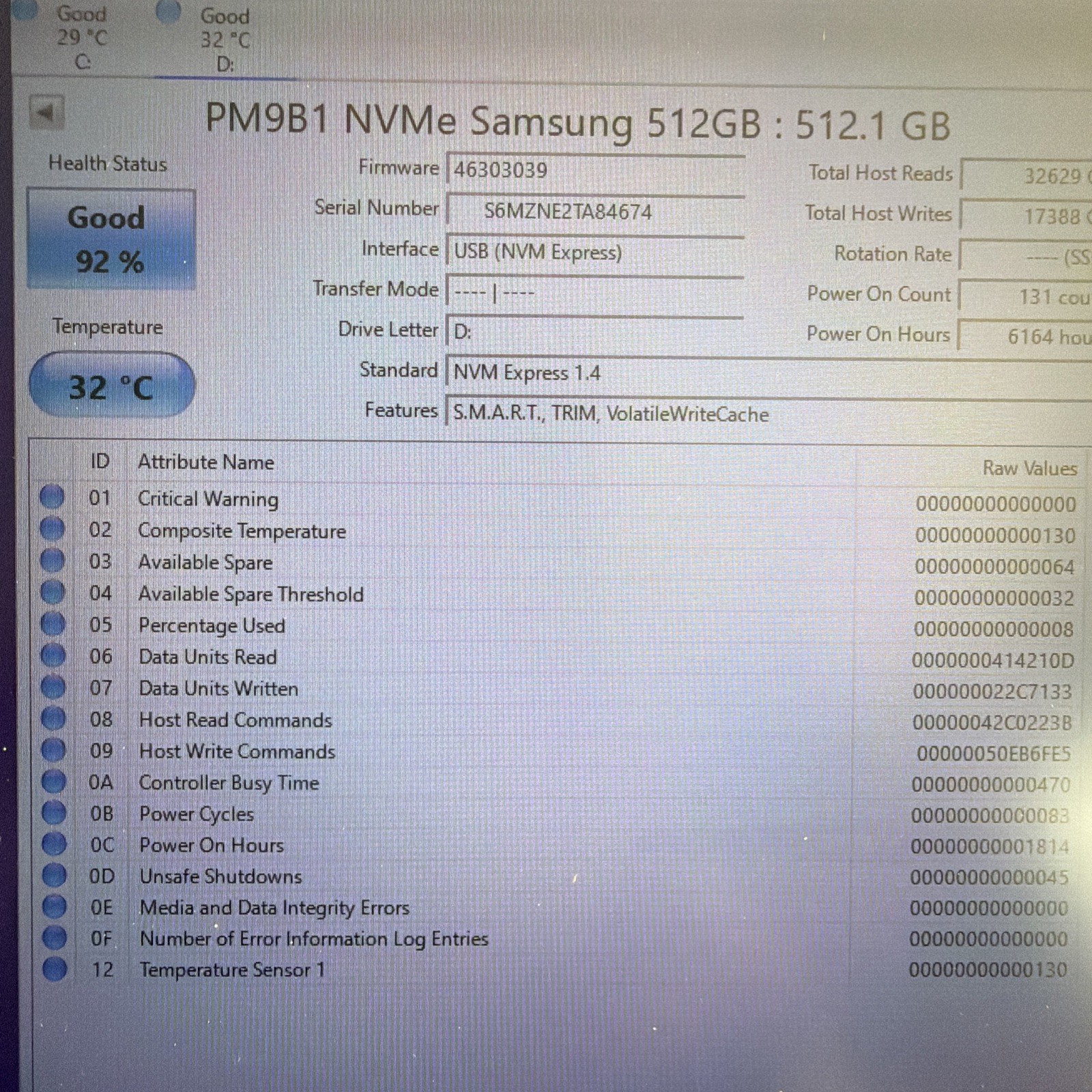 Samsung NVMe PM9B1 512GB Drive 2230