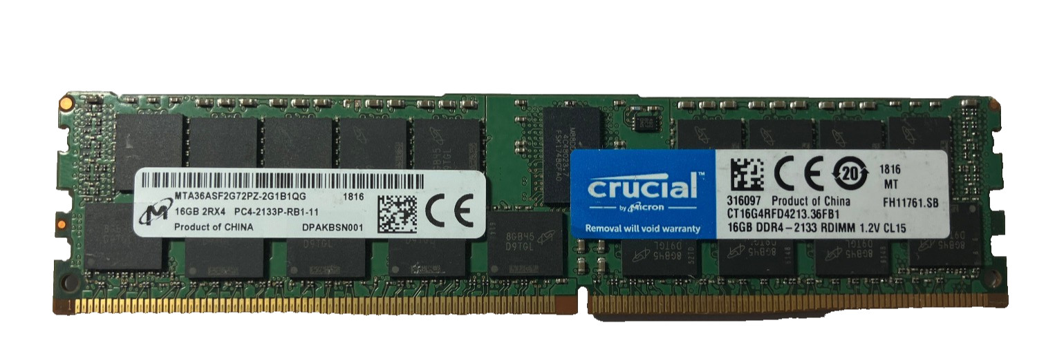 Micron 16GB 2Rx4 PC4-2133P-RB1-11 ECC REG Server Memory MTA36ASF2G72PZ-2G1B1QG