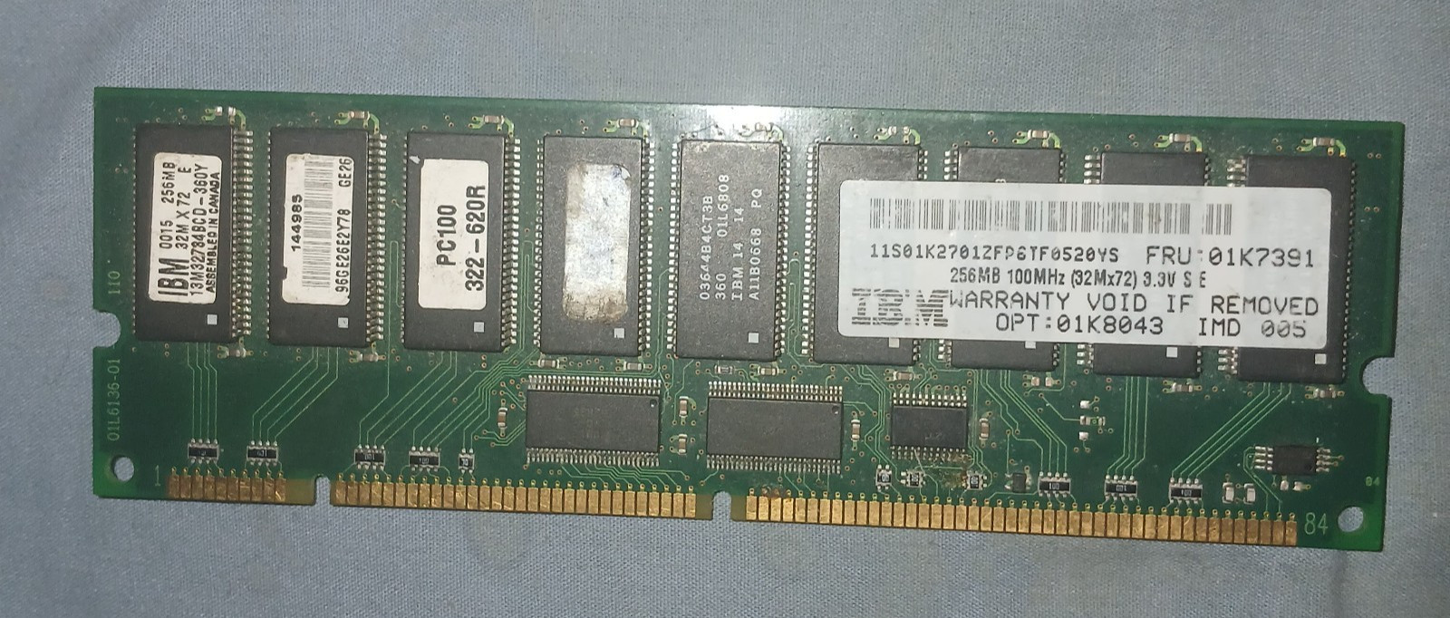 IBM 256MB PC100 100MHz 168-PIN ECC REGISTERED RAM SERVER STICK MEMORY Ram