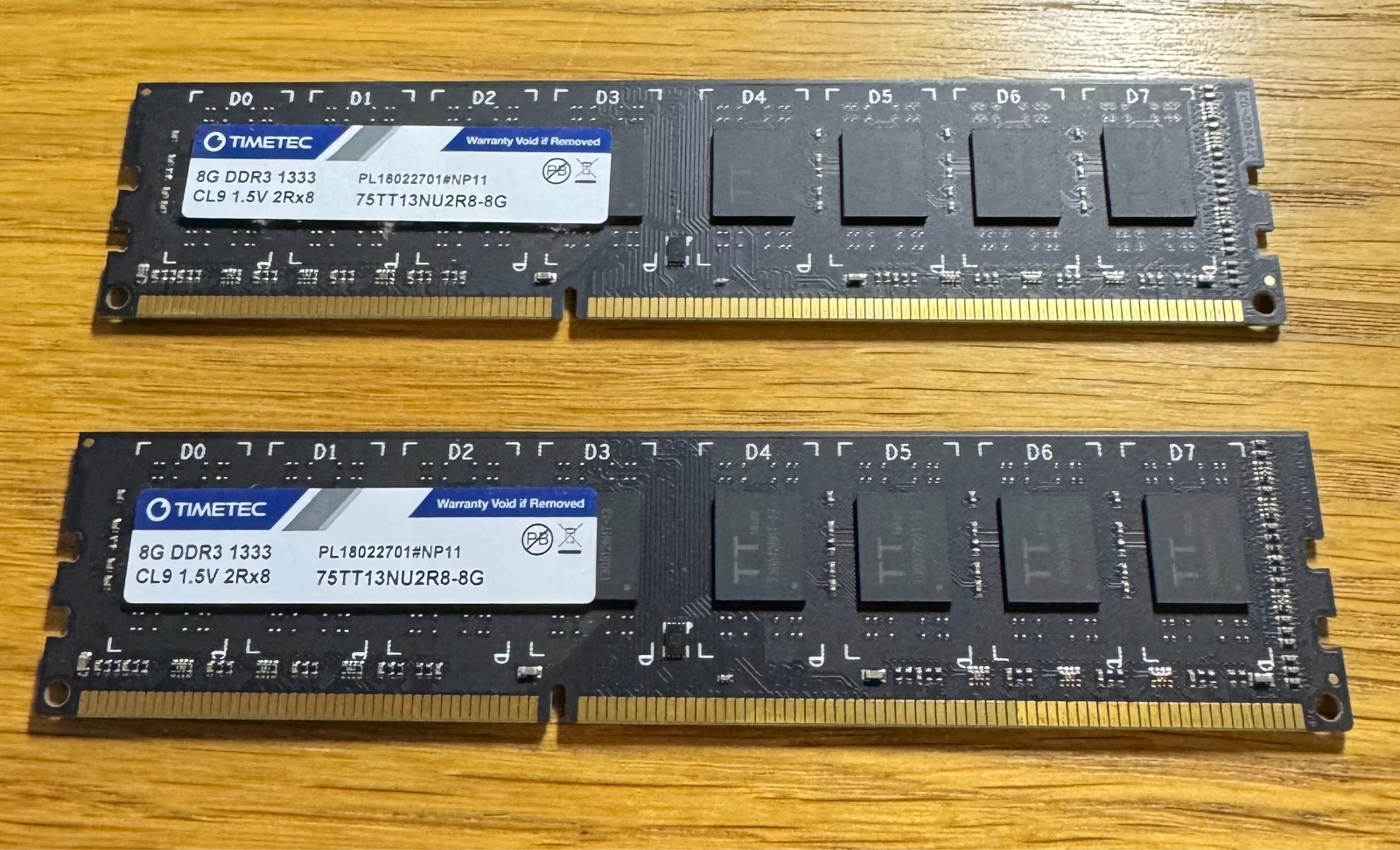 Timetec 8GB DDR3 1333 CL9 1.5V 2Rx8 75TT13NU2R8-8G