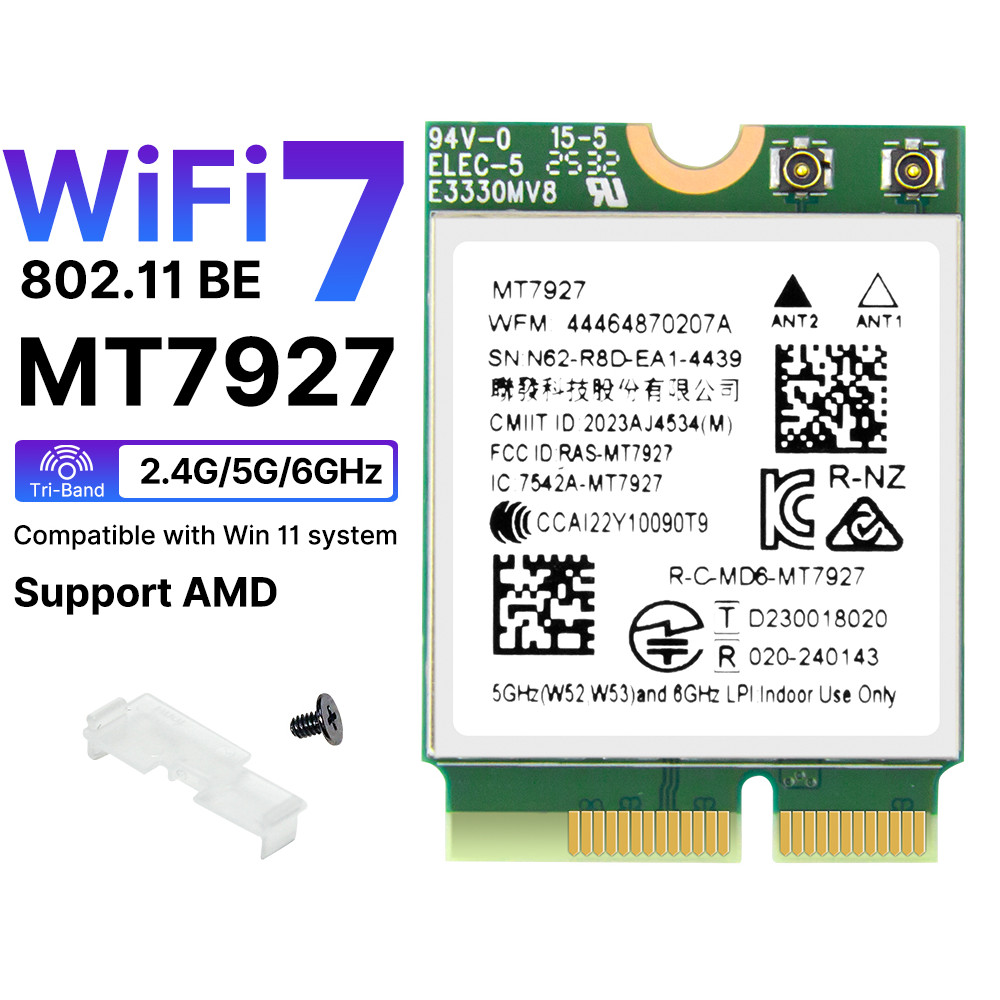 MT7927 Wi-Fi 7 Bluetooth 5.4 M.2 Card 802.11be Laptop Adapter Internal Wireless