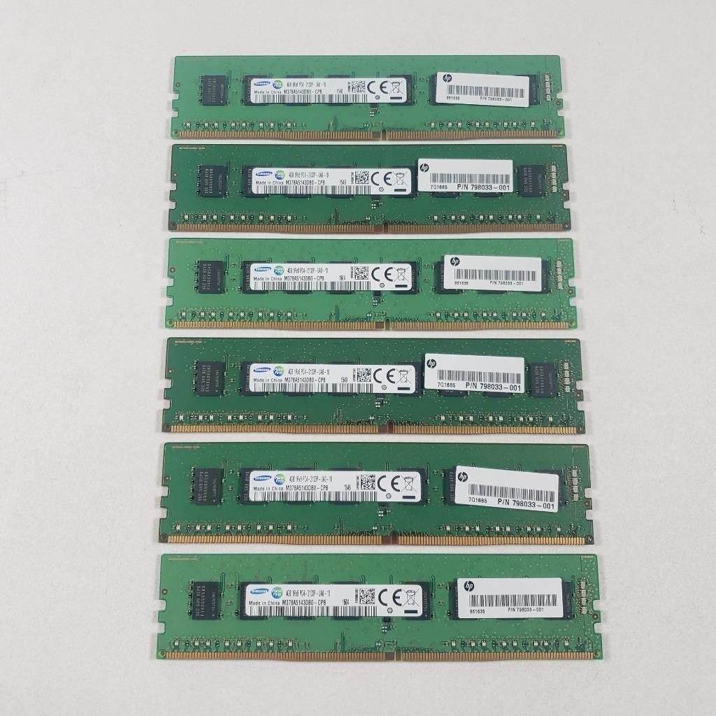 Lot of 6 Samsung 4GB 1Rx8 PC4-2133P 2133Mhz DDR4 RAM M378A5143DB0-CPB