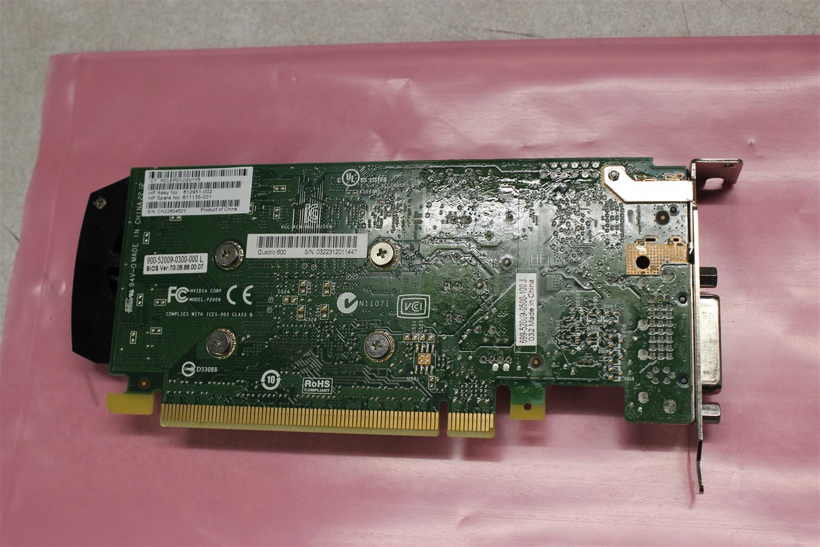Nvidia Quadro 600 Low Profile Graphics Adapter 612951-002