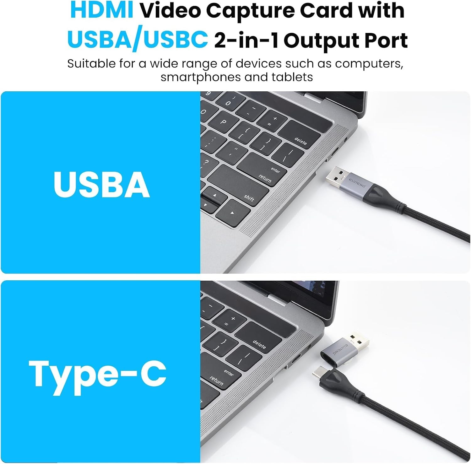 Compact 4K HDMI Capture Card with USB-A/USB-C – Perfect for Gamers & Creators