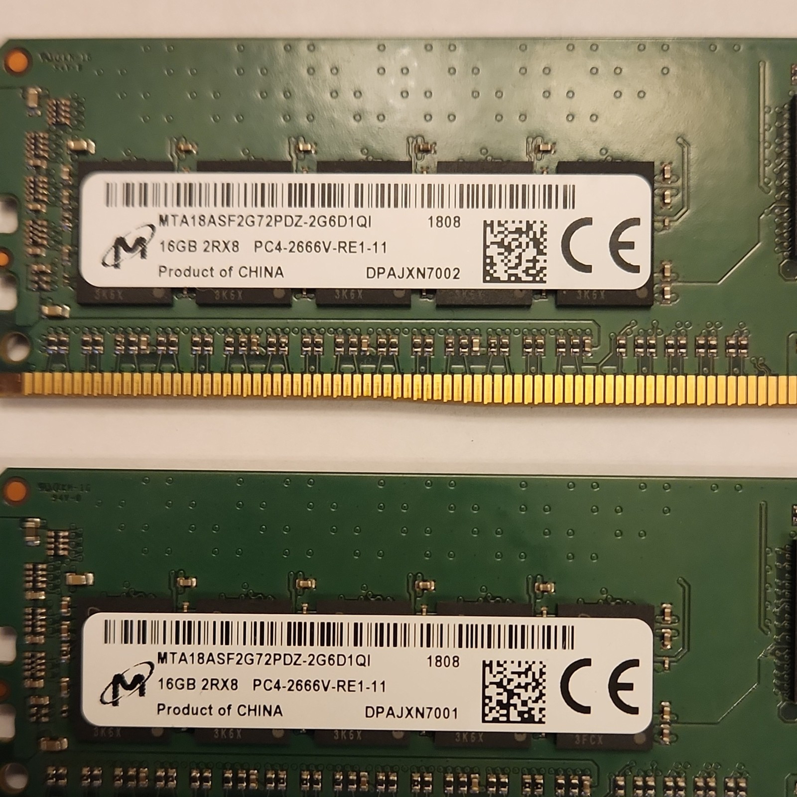 Micron Crucial 32GB (16GBx2) DDR4-2666 RDIMM ECC RAM MTA18ASF2G72PDZ-2G6D1QI