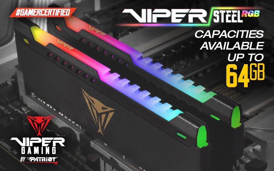 Patriot Viper Steel RGB 16GB 32GB 64GB PC RAM DDR4 3200 3600 288-Pin Memory DIMM
