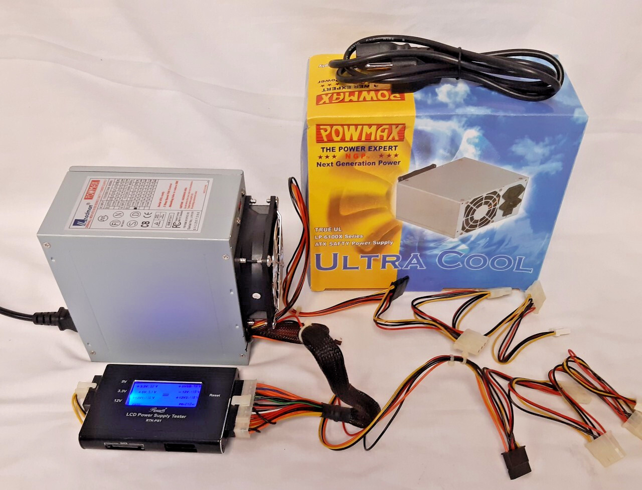 POWMAX LP-6100D, 400 Watt ATX PSU, SATA, MOLEX, FLOPPY, 24PIN, 4PIN, 2 FANS, NEW