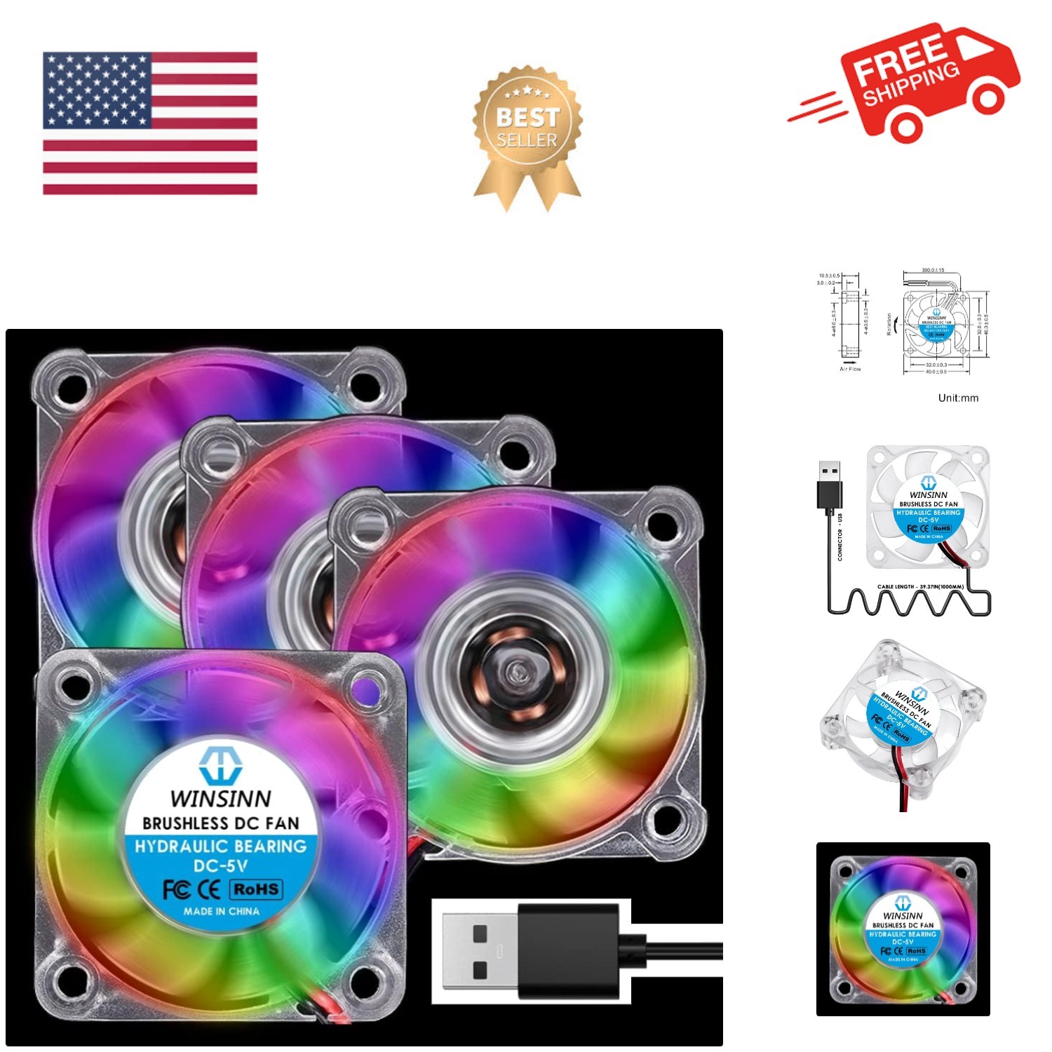 5V USB Mini RGB Fans with Hydraulic Bearings – Silent & Powerful Cooling
