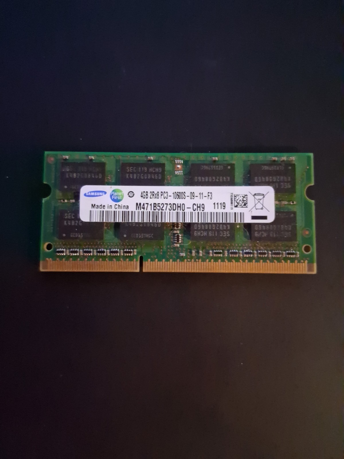 Samsung M471B5273DH0-CH9 4GB DDR3-1333MHZ PC3-10600 Laptop Memory – UNTESTED