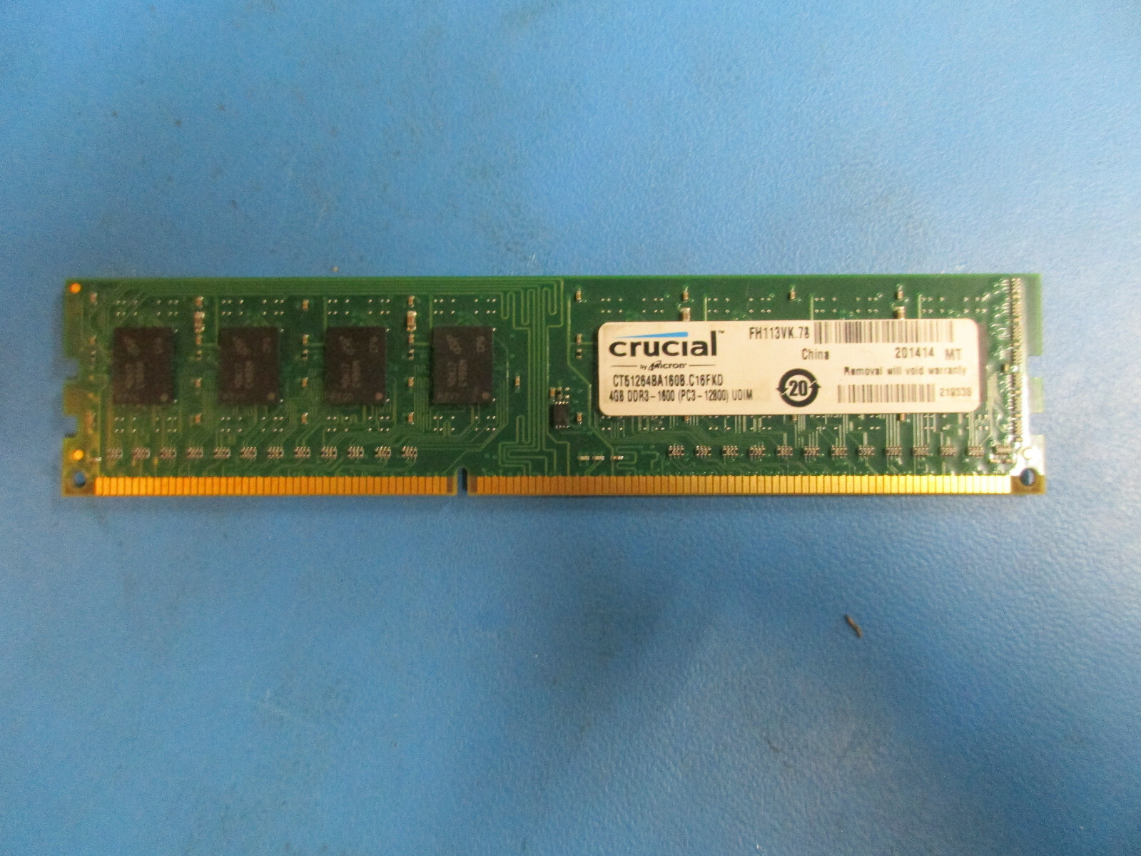 CRUCIAL 4GB Set 1 x 4GB PC3-12800 DDR3 240 Pin DIMM CT51264BA160B.C16FKD
