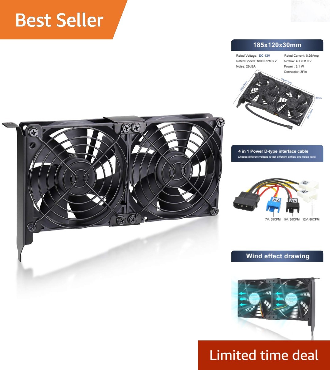 GPU Cooler Fan 2x90mm 92mm for Graphics Card CPU VGA SLI Mining PC Cooling