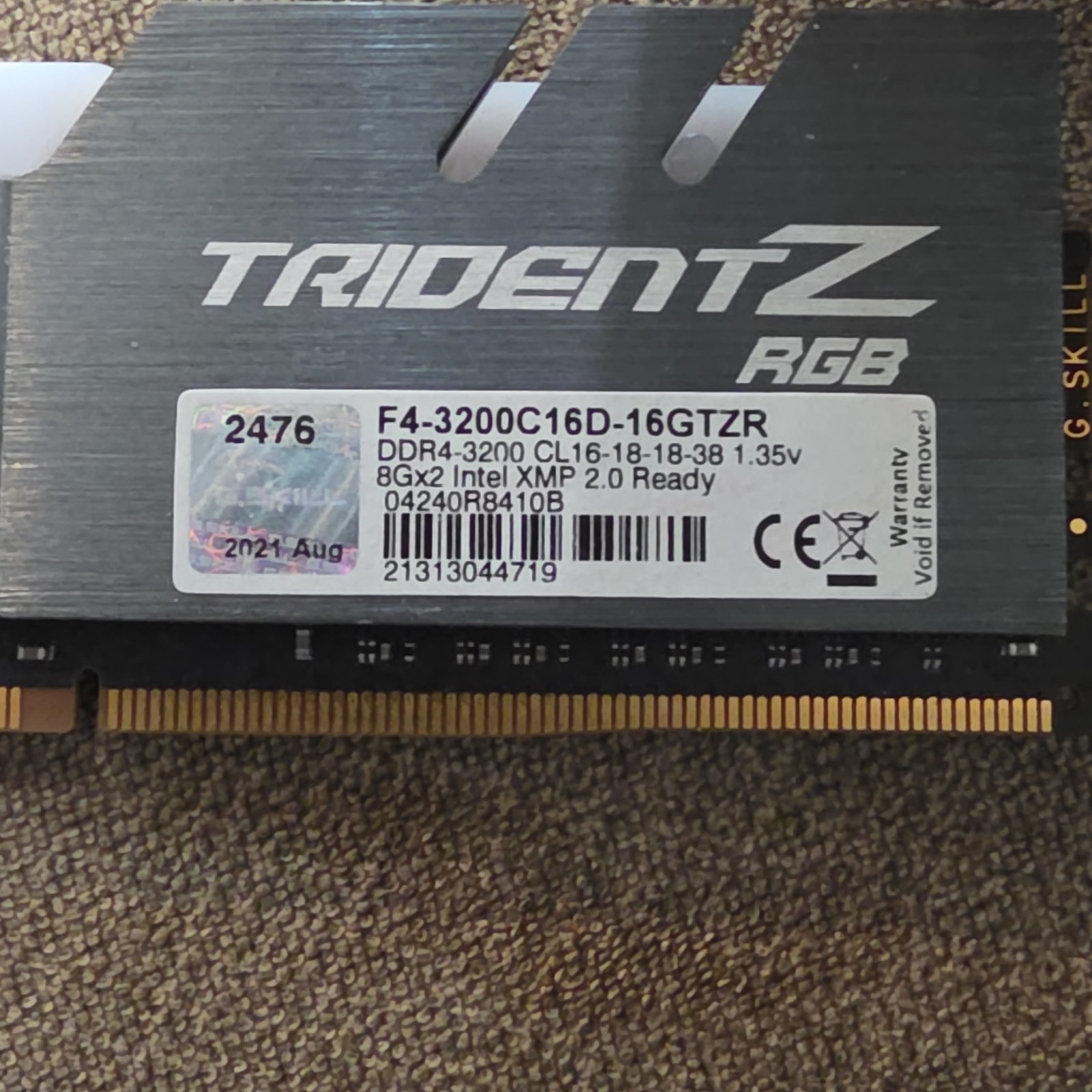 G.SKILL Trident Z RGB DDR4-3200 16GB (2x8GB) DIMM Intel XMP 2.0 Ready RAM
