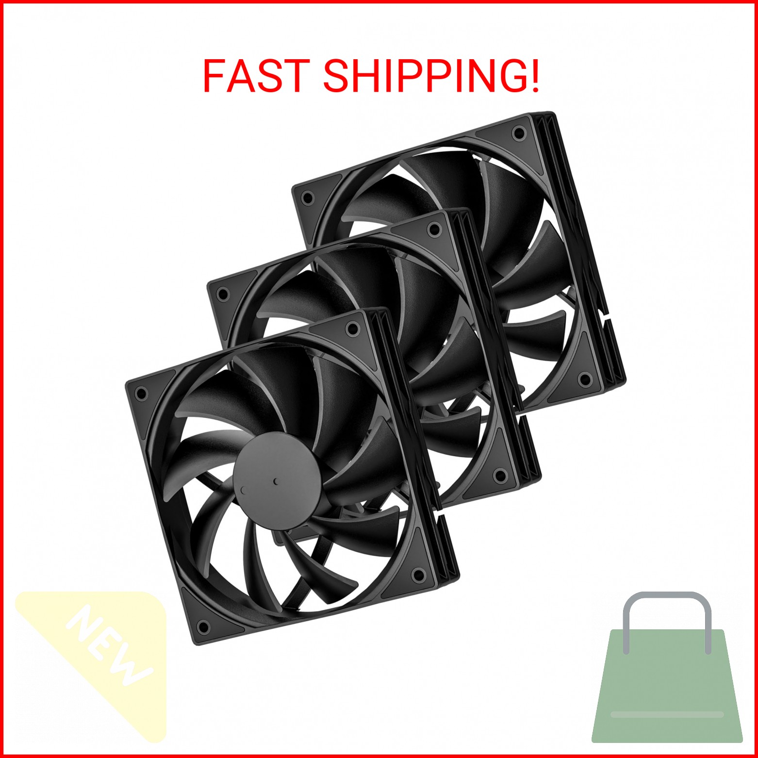 DARKROCK 3-Pack 120mm Black Computer Case Fans High Performance Cooling Low Nois