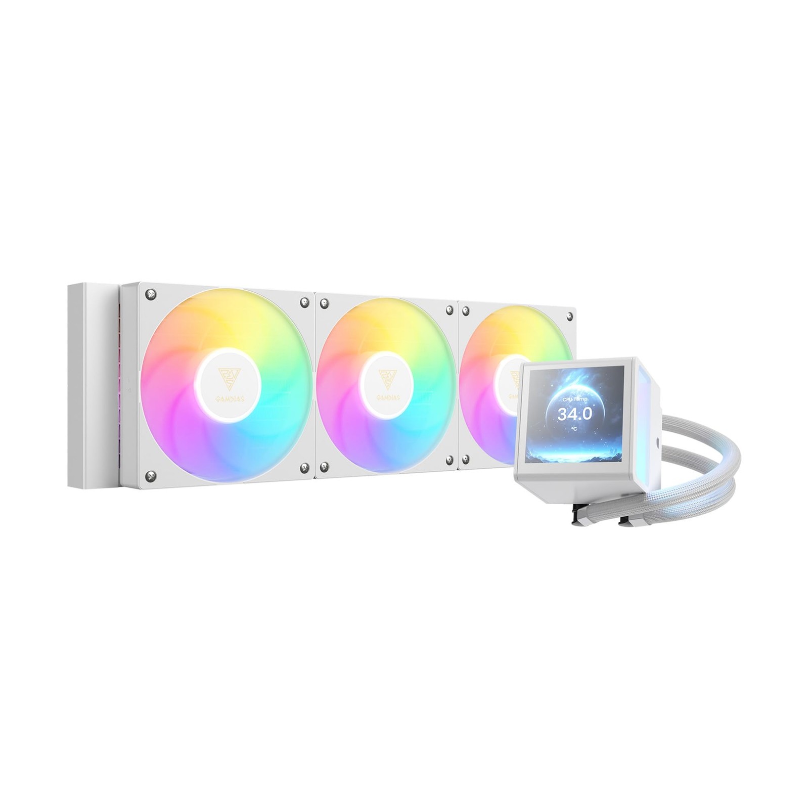 CHIONE P5-360 Liquid CPU Cooler, 360mm AIO w/Customizable 3.4” IPS LCD, Rota…