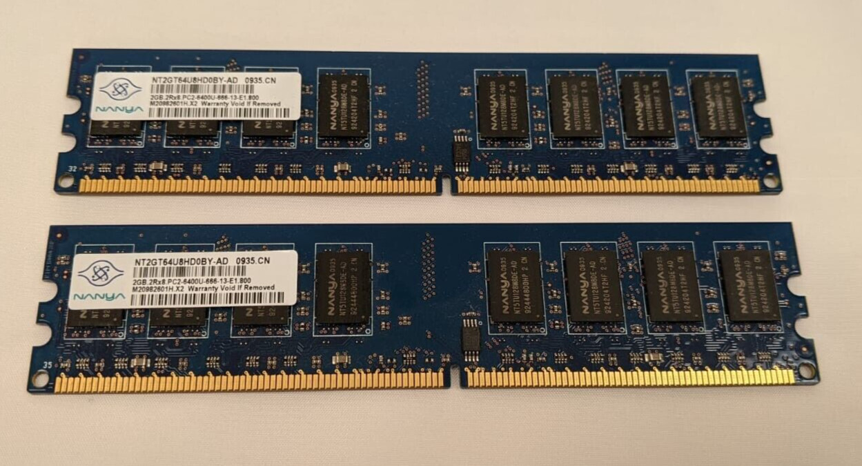 Genuine Nanya, Hynix or Samsung 2x2GB 4GB DDR2 Desktop Memory for Dell 755 760