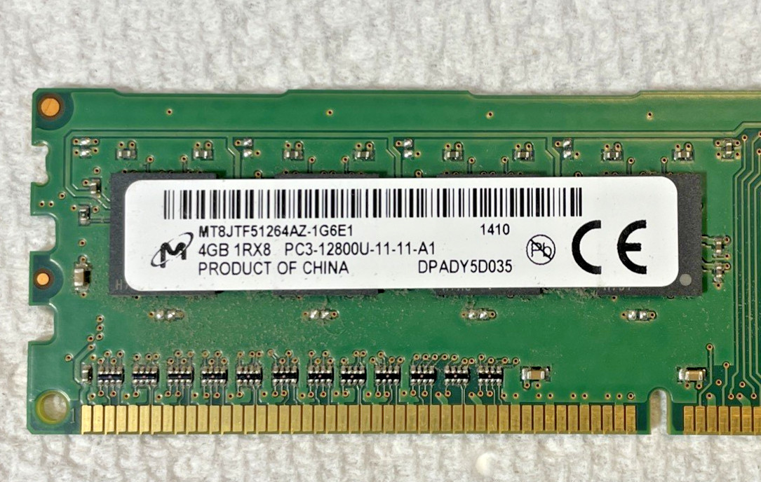 MICRON 4GB 1RX8 PC3 12800U-11-11-A1-MT8JTF51264AZ-1G6E1