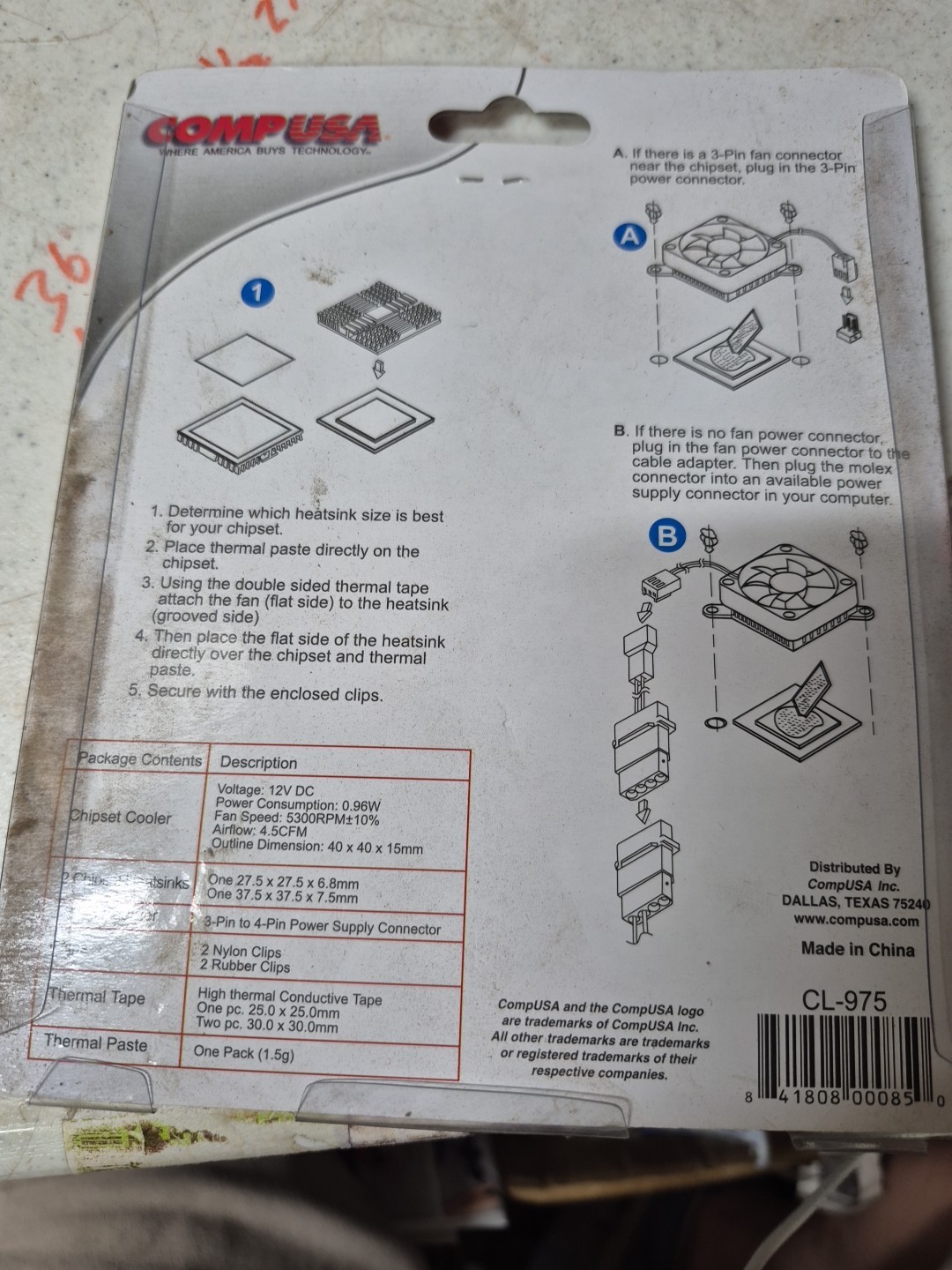Vintage CompUSA Chipset Cooling Bundle New Sealed Heat Sink Fan Set. Free Shippi