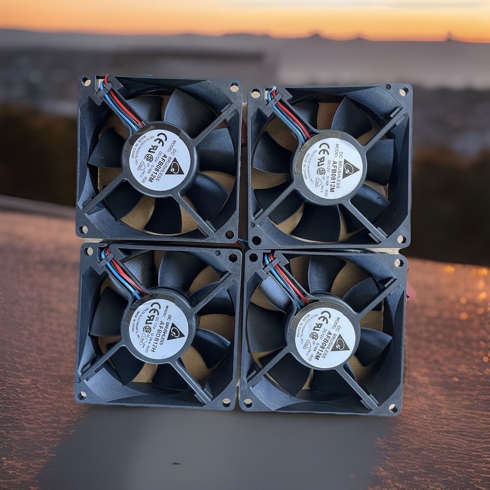 Lot of 4 Delta AFB0812M 80mm 12V DC Brushless Cooling Fans Server PC