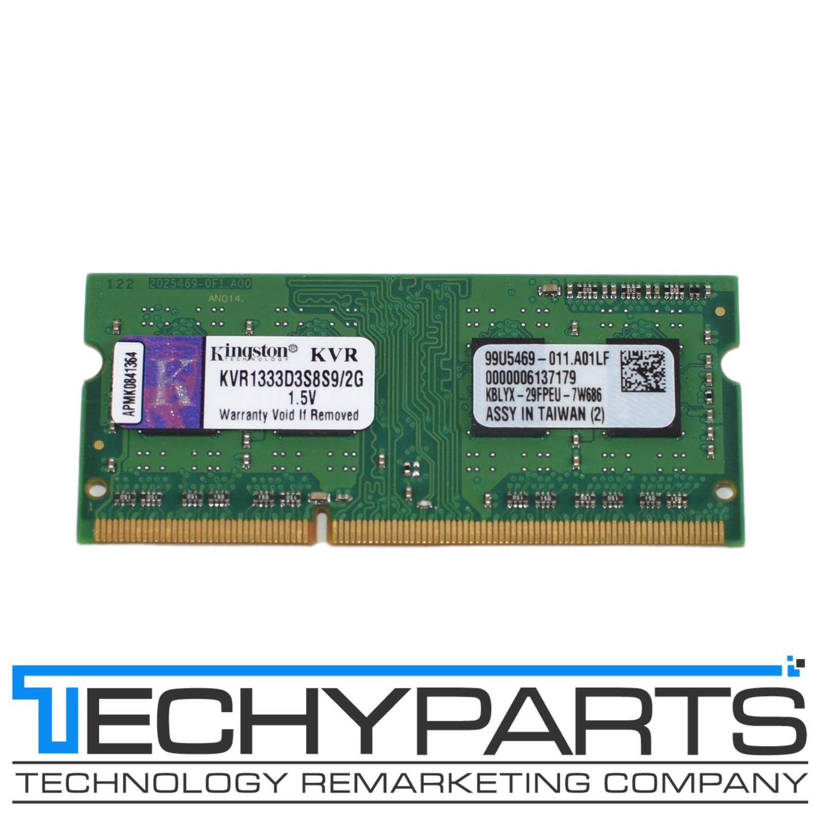 Kingston 2GB 1Rx8 DDR3-1333MHz PC3-10600S Non-ECC SODIMM Memory KVR1333D3S8S9/2G
