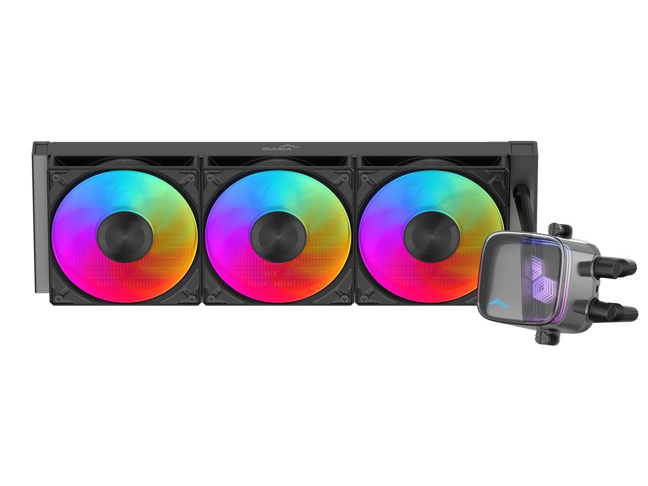 SAMA L70 360mm Liquid CPU Cooler AIO Cooler with ARGB Infinity Mirror Effect 3×1