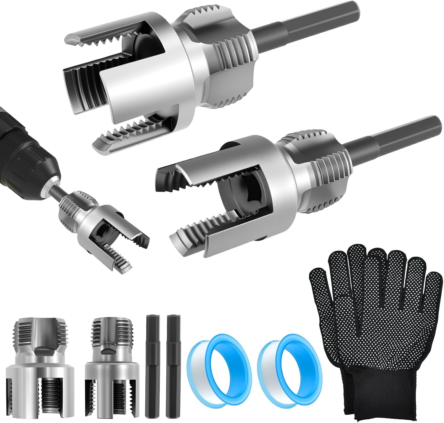 2Pcs 1/2″ & 3/4″ Thread Cutting Tool | Carbon Steel Internal & External Threa…