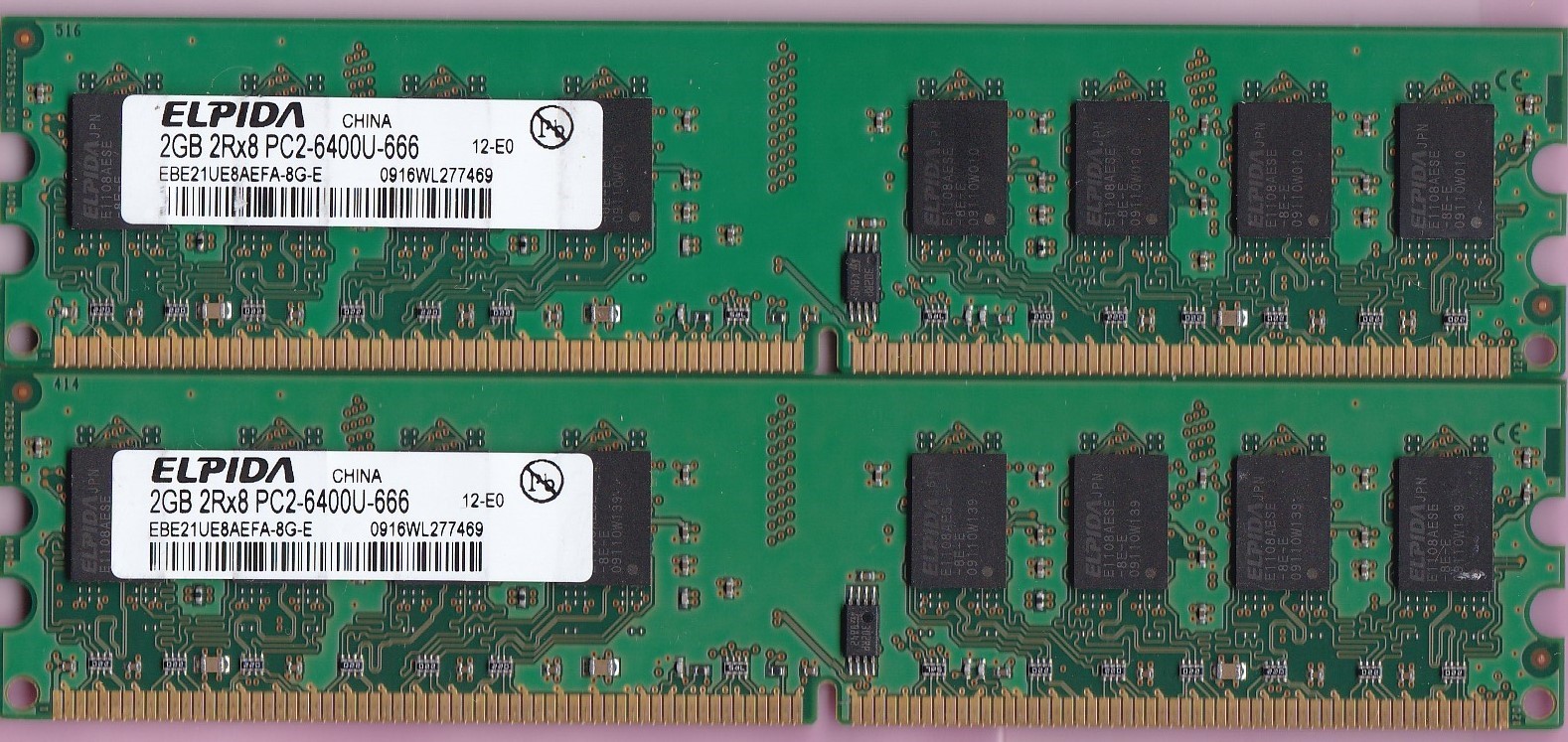 4GB 2x2GB PC2-6400 ELPIDA EBE21UE8AEFA-8G-E DDR2-800 DESKTOP Ram Memory Kit DIMM