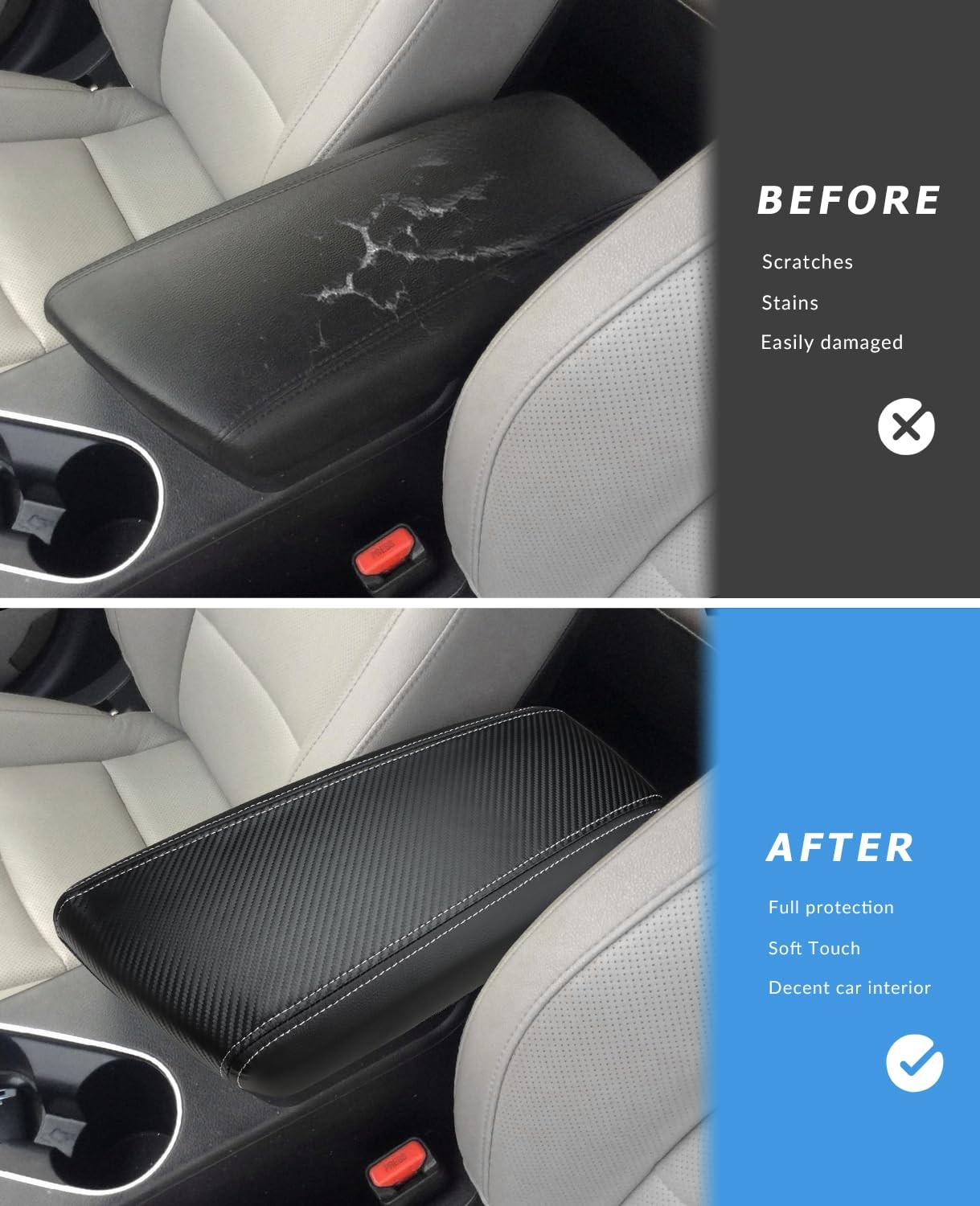 Center Console Armrest Cover Compatible with 2011-2015 Kia Optima Accessories