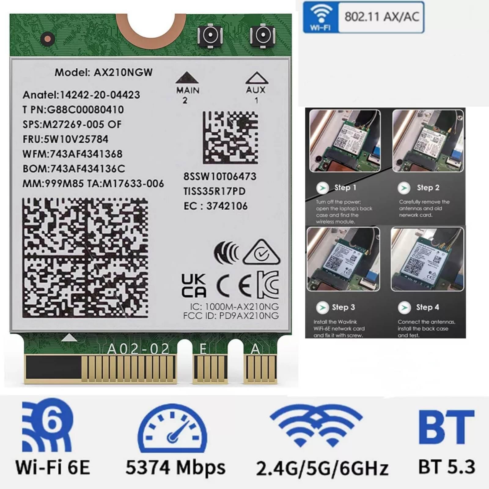 WiFi 6E M.2 Module With The Combination Of Ofdma And Mu-Mimo For Intel AX210NGW