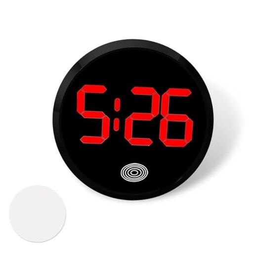 Car Digital Clock, Round Touch Screen Display LED Luminous Number 1 PC Red