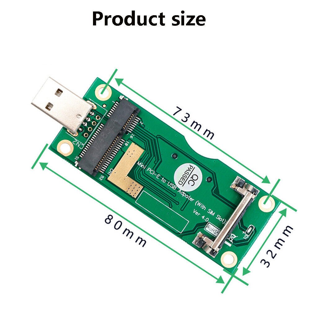 Mini PCI-E to USB 2.0(SIM Card Side Plug-in) PCI-E to USB 2.0 Adapter Card New